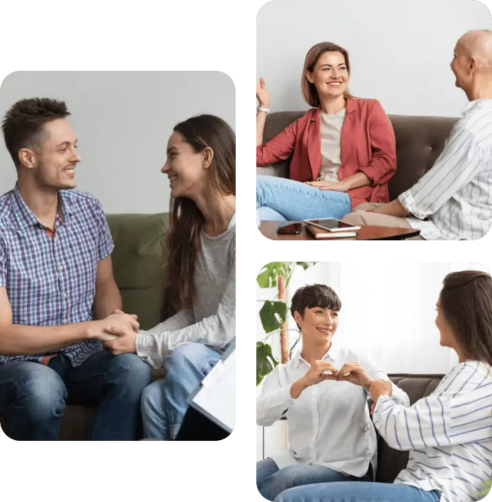 People participating in individual, family, and relationship counseling